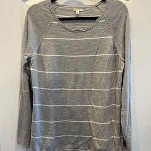 Women's soft Gray sweater with white stripes